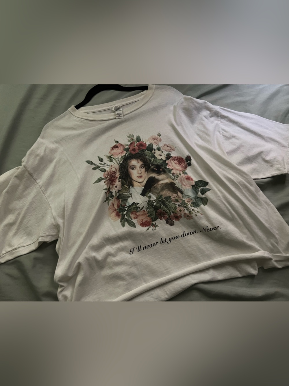 Vintage Celine Dion floral cat graphic t shirt XXL